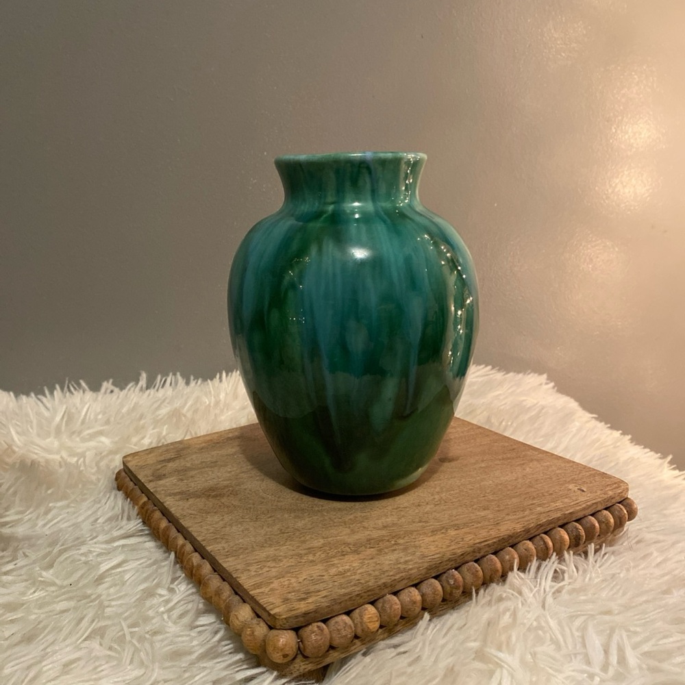 Vintage Maurice of California USA Vase Pottery Drip Glaze Mid-Century Modern
